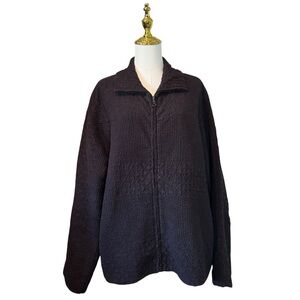 SilkLand Women's Black Textured Utility Jacket Pockets 1X